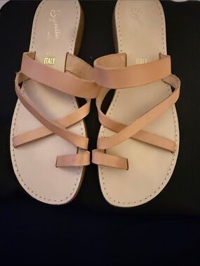 Seychelles Blush Leather Strappy Toe-Loop Sandals